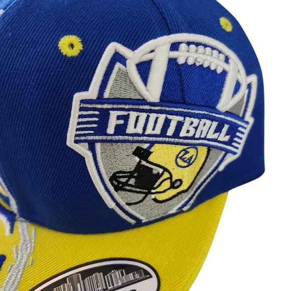 Men's Los Angeles Snapback Hat – Blue & Yellow Premium Cap with Football Graphic - Picture 2 of 11